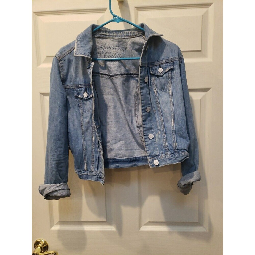 American Eagle Outfitters Live Your Life Jacket Women's Size M Blue Distressed